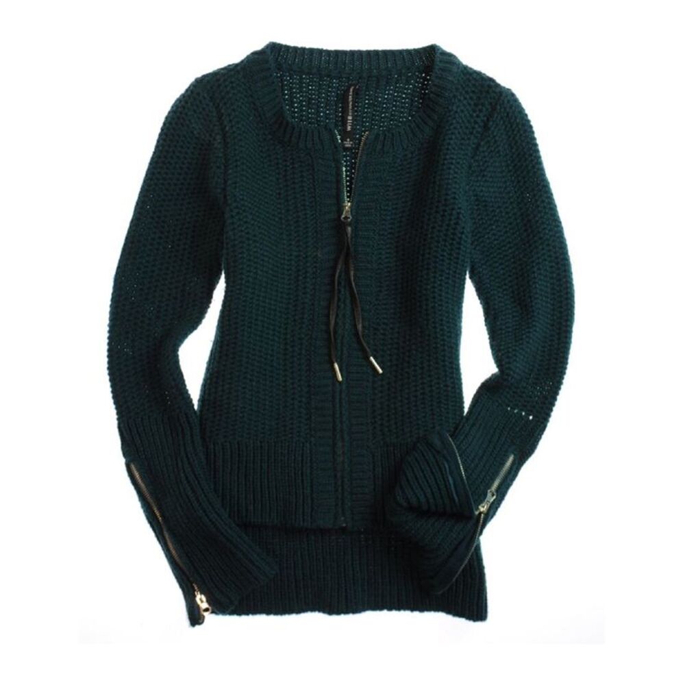 W118 Womens Full Zip Front Cable Knit Sweater, NWT